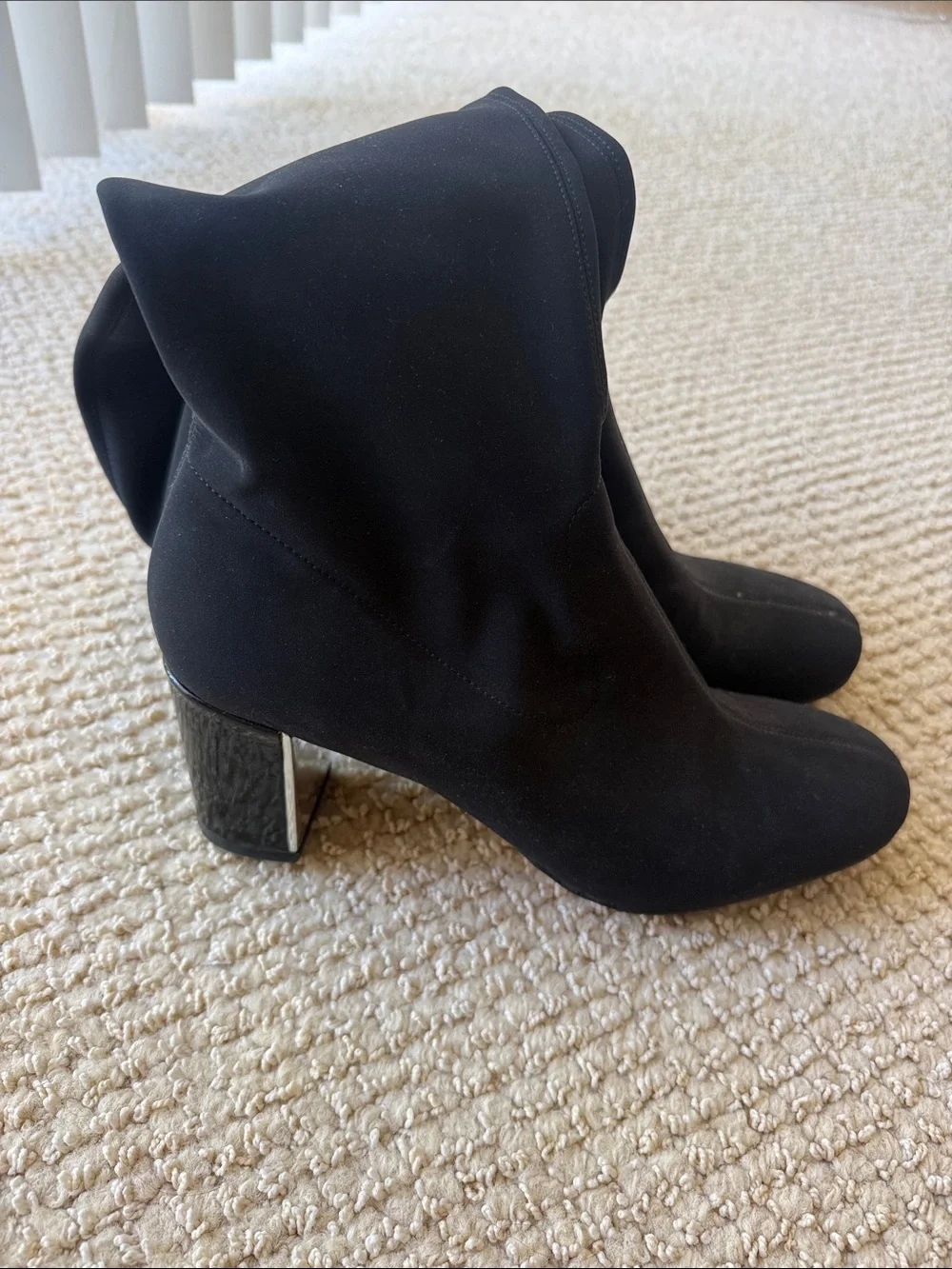 Donald J. Pliner Black Over-the-Knee Stretch Boot with Metallic Block Heel 9.5